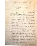 1874 Sculptor André Besqueut Letter to His Mentor Aimé Giron About Winning Beaux-Arts Honours, His Religious Convictions, and Negative Views of Paris