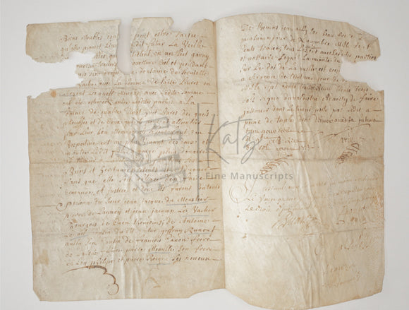 1713 French Financial Manuscript, Likely a Marriage Agreement