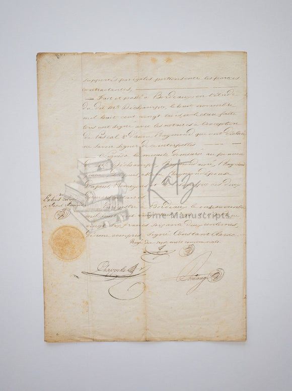 1823 French Property Disbursement Manuscript Relating to the Raymond Family