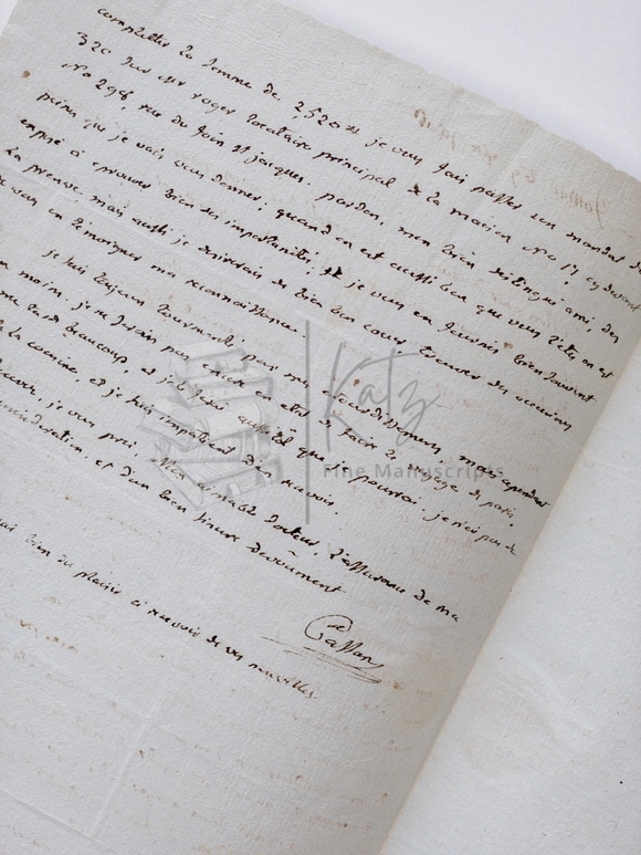 1806 French Letter from Middle Class Gentleman to a Local Physician on Financial Matters