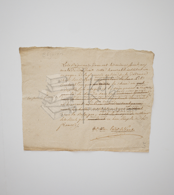 19th Century French Author’s Document Draft with Many Corrections and Cross-Outs