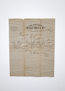 1858 Ottawa, Illinois Bank Letter Demanding Repayment of Large Sum of US Dollars