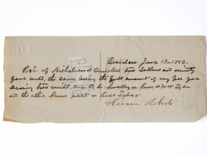 1842 Receipt for Services from Law Firm Nicholson & Ormsbee