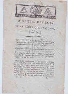1793 French Revolutionary Legal Bulletin (Bulletin De Lois) Early in the Reign of Terror Changing Five Government Laws/Regulations