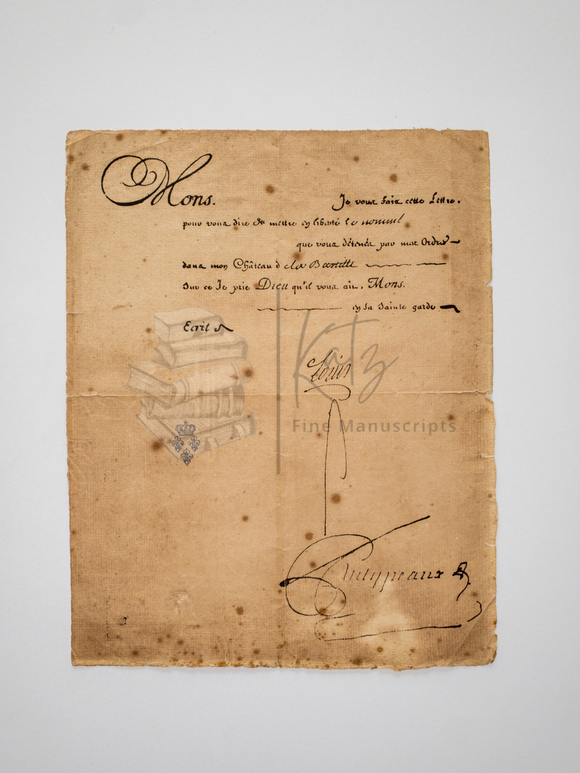 Letter Ordering Release of a Prisoner from the Bastille Signed by Louis XVI and Pierre Phillippeaux