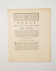 1786 Decree Issued by King Louis XVI's Council of State