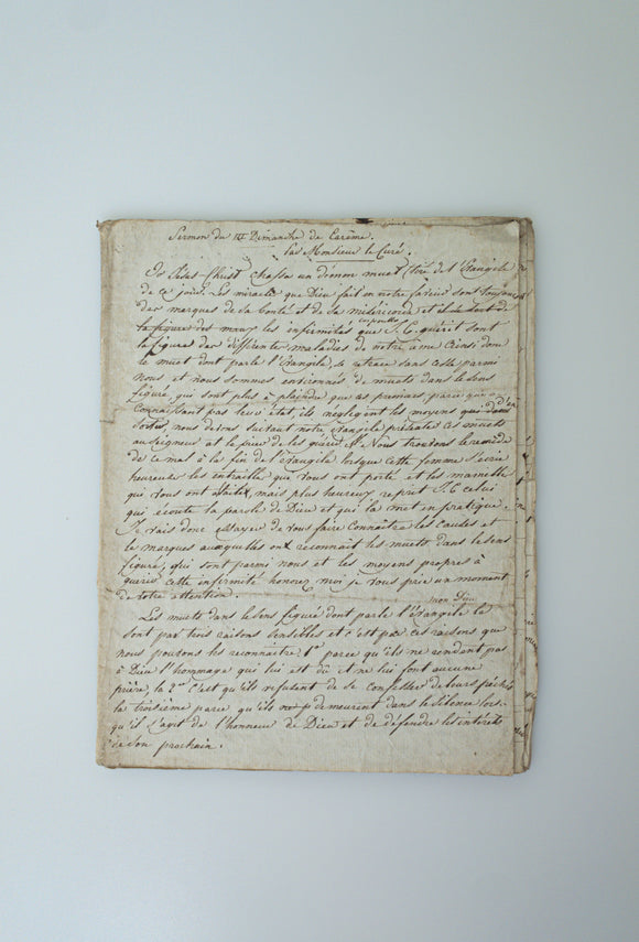 1800s Handwritten Catholic Sermon for the Third Sunday of Lent