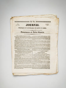 Collection of Three Volumes of the Journal of Maine-et-Loire Published 1826, France