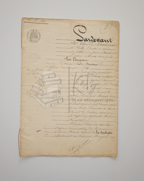 1861 Richly Detailed French Legal Property Contract