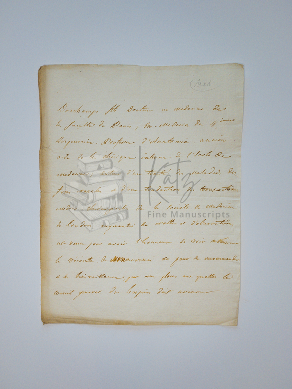 Early 19th Century Page from a Letter to a Powerful French Statesman