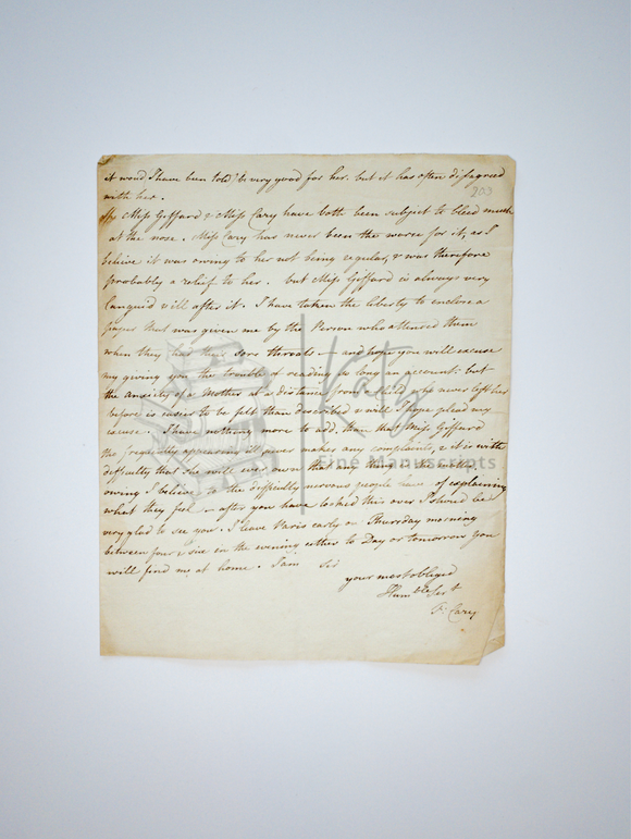 1700s English Letter to a Parisian Physician Seeking a Medical Consult for Two Patients