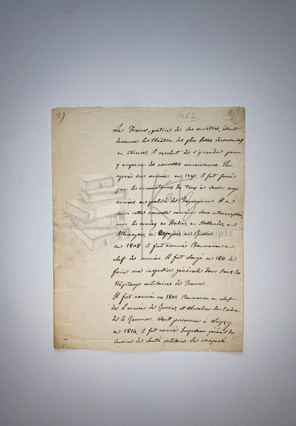 Manuscript Highlighting Achievements of France’s Great Pharmacist, Pierre-Irenee Jacob