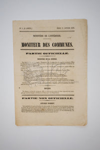 Fascinating Collection of Three 1856 French News Bulletins, Moniteur Des Communes, with Focus on the Crimea War
