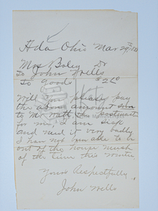 1883 Letter from Rural Ohio Man Suffering Illness and Seeking Neighbourly Support