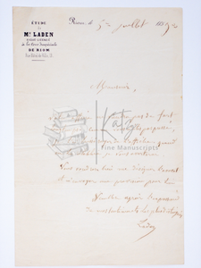 1859 French Lawyer’s Letter Imploring a Client to Pay a Retainer