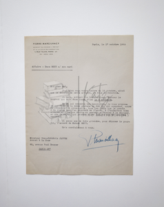 1960 Letter from French Legal Giant Pierre Marcilhacy to Parisian Lawyer and Author, Yves-Frederic Jaffre