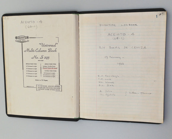 1966 Fascinating Marine Biology Scientific Logbook and Reports of a Research Team on the Pacific Ocean Completing a Multi-Year Oceanography Study